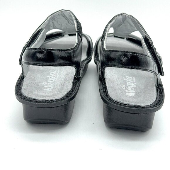 Alegria Sandals Kendra Leather T Strap Wedge Tile Me More Black Rocker US 9 EU39 - Picture 10 of 10